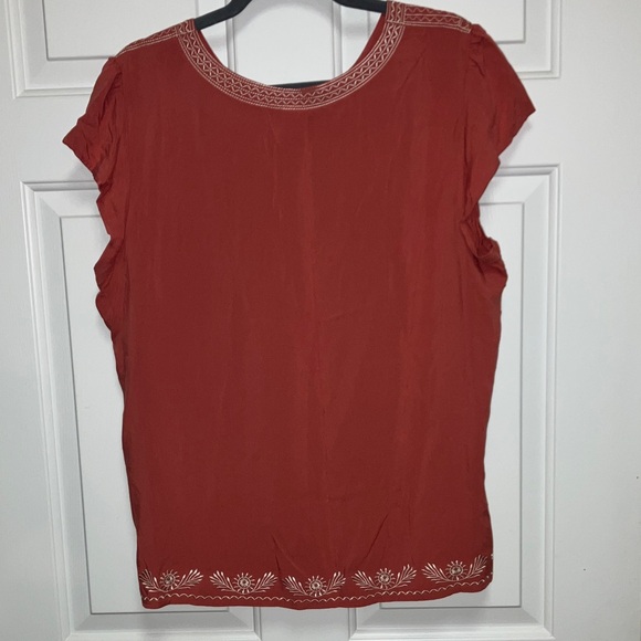 Faded Glory Short Sleeve Brick Embroidered Blouse Size XXL - Picture 5 of 5